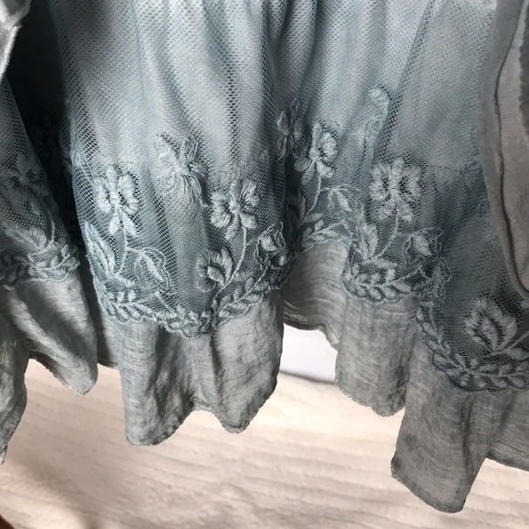 Two piece silk blend top in teal Boho style - Picture 5 of 5